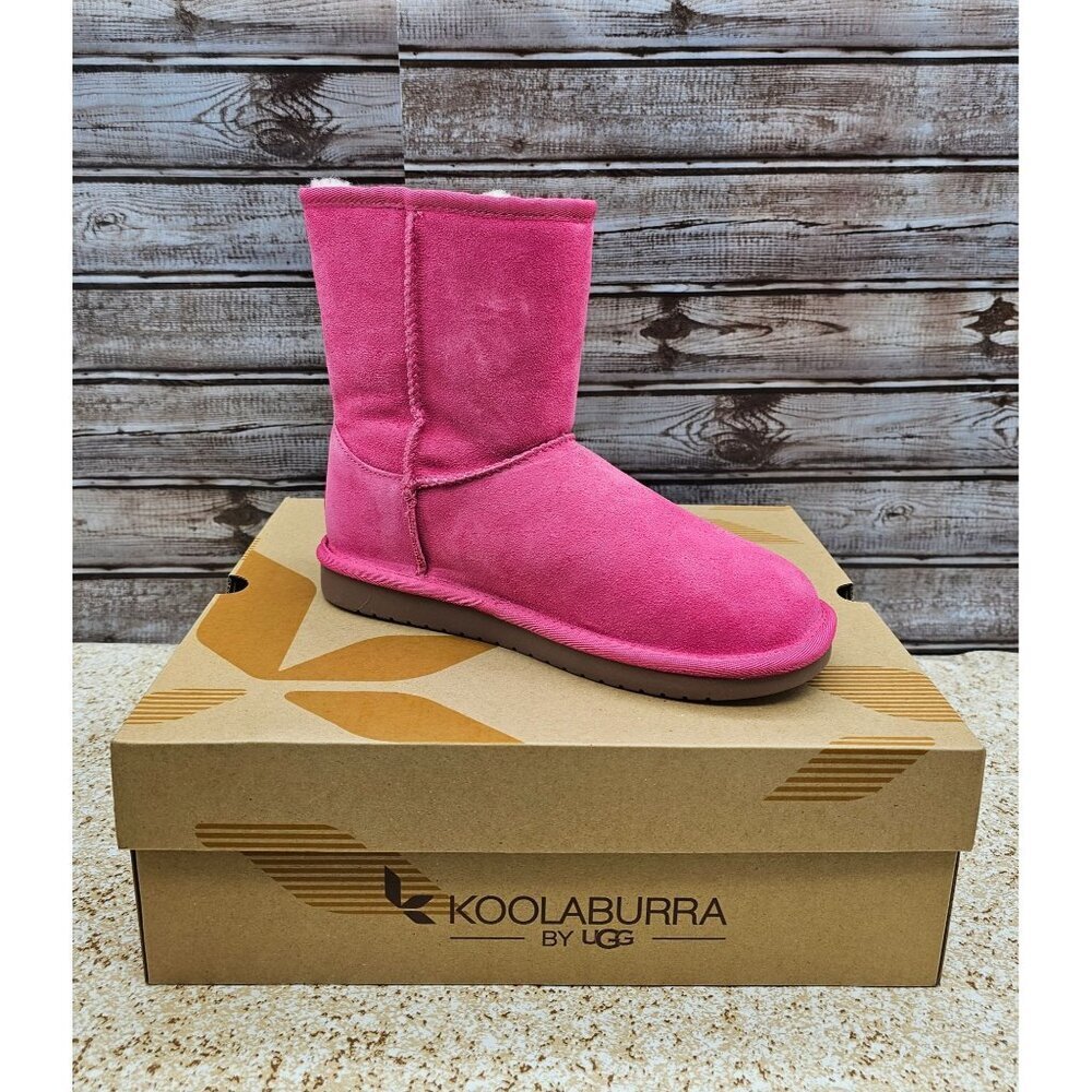 Koolaburra By UGG Victoria Short Pink Faux Suede & Fur Big Girl's Boots Size 5